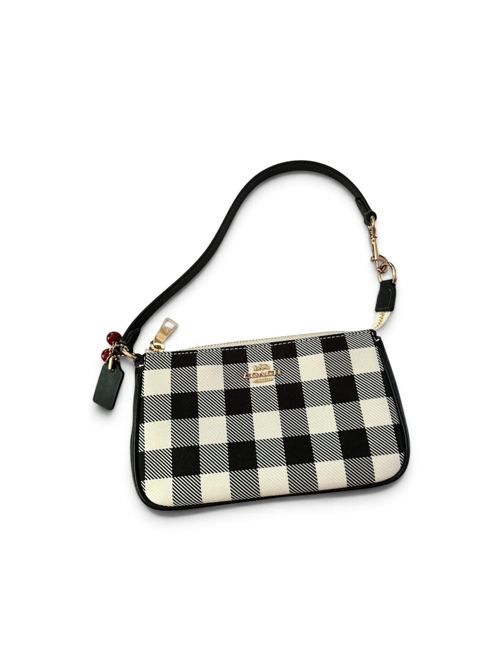 Coach Nolita 19 black and white Gingham Print Handbag  and Charm Included